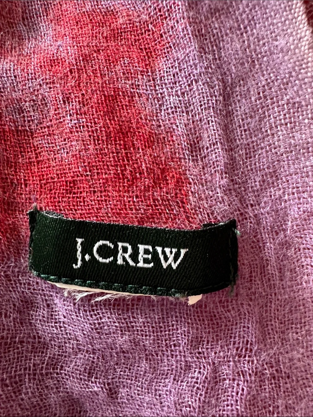 J. Crew red and purple patterned wrap.